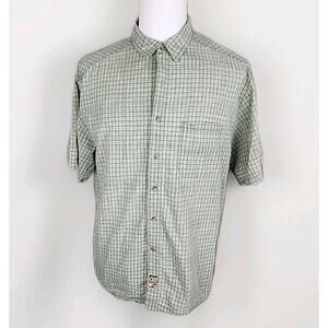 Kuhl Alf Shirt Men's L Green Button Up Lightweight Outdoors *Missing Button*